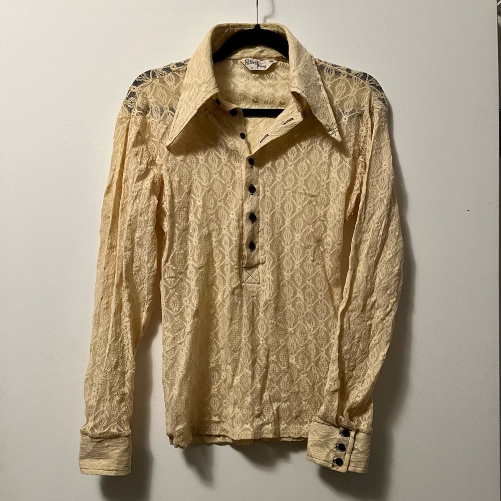 Vintage 70s Lace Collared Shirt